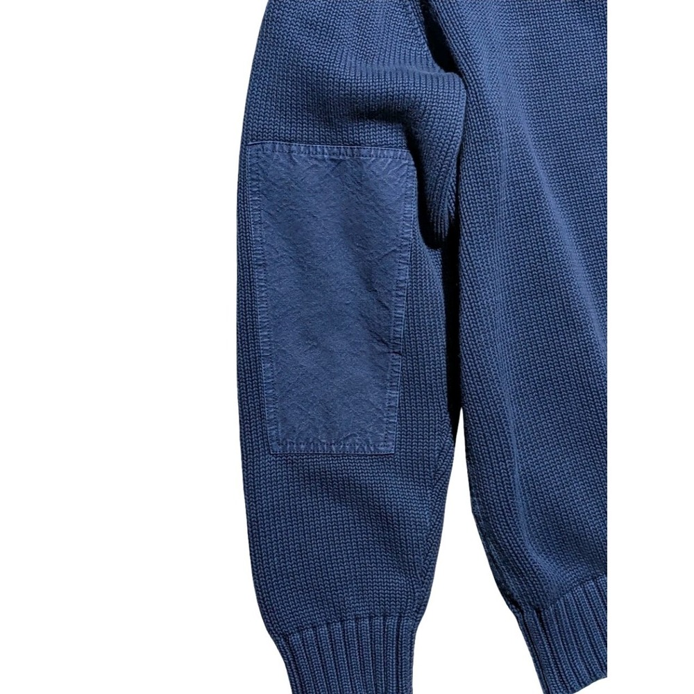 Cutter & Buck Blue‎ Cotton Sweater XL Chunky Knit Elbow Patch - Picture 8 of 13